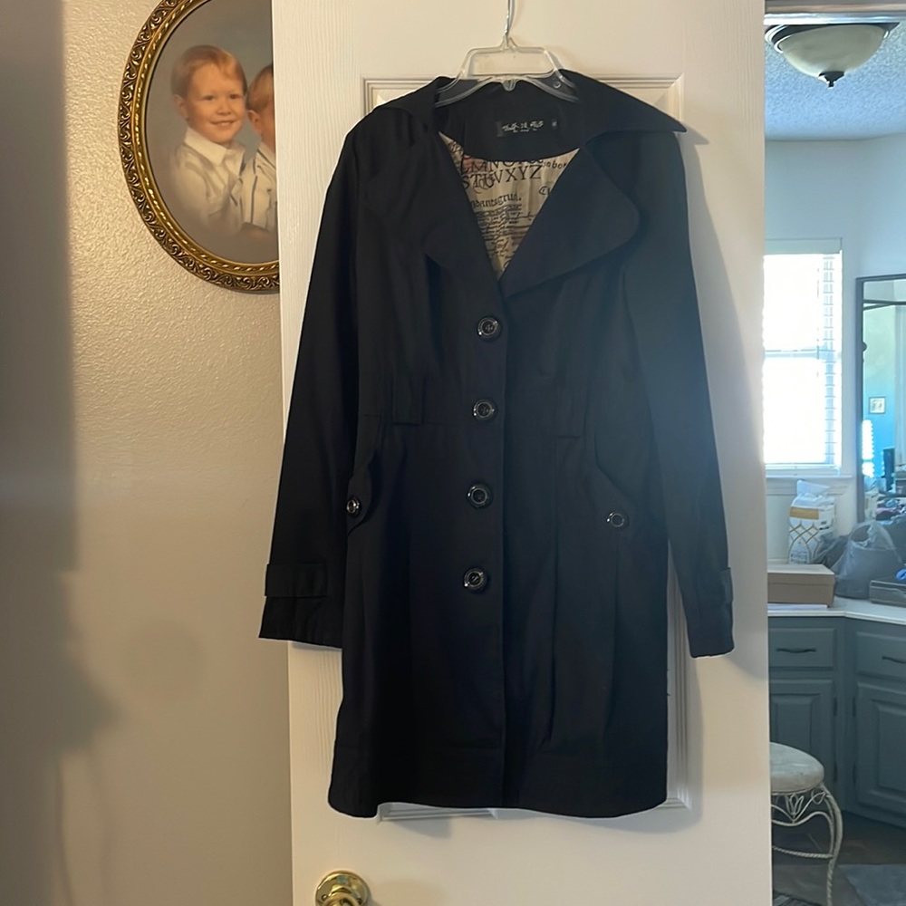 Kids size xl black trench coat